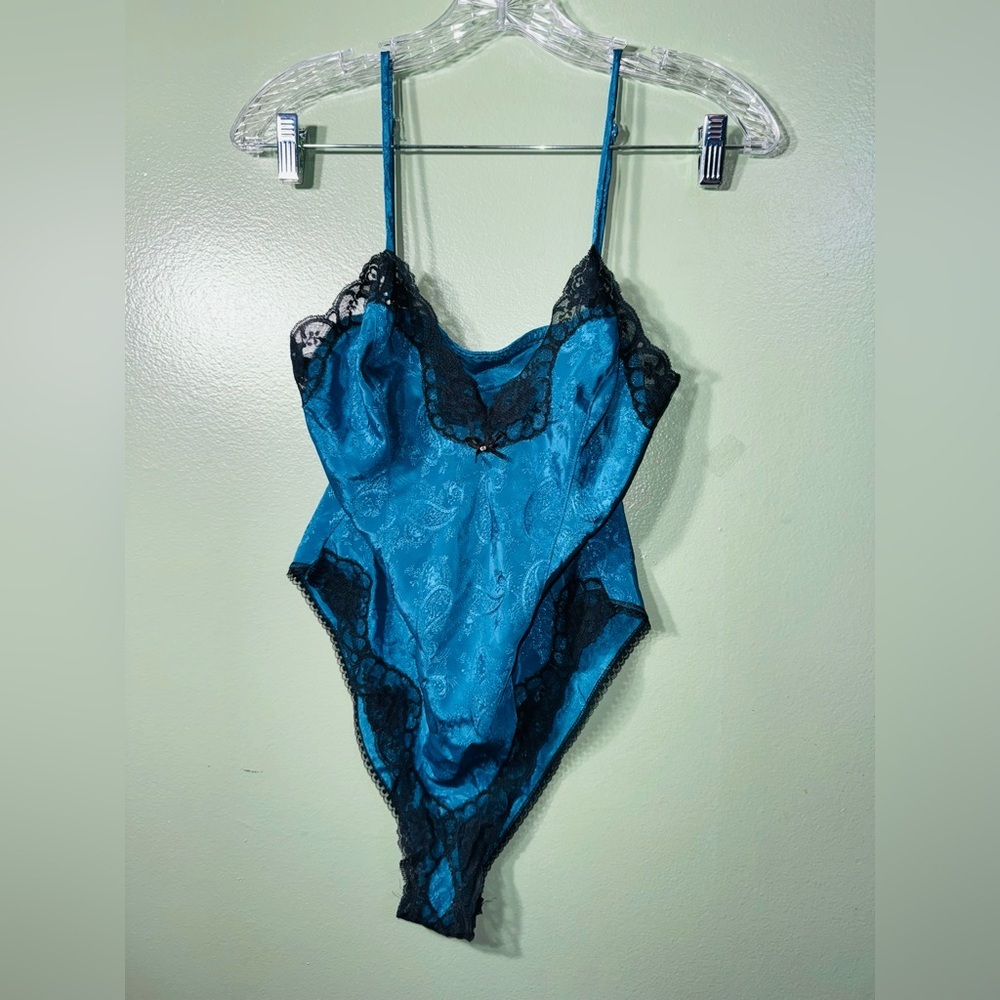 Delicates Teal and Black Lace Chemise